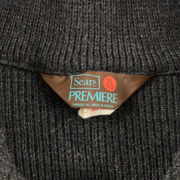 Vintage Sears Fair Isle Sweater Men's Large Knit Acrylic Full Zip Nordic Gray - Picture 4 of 10
